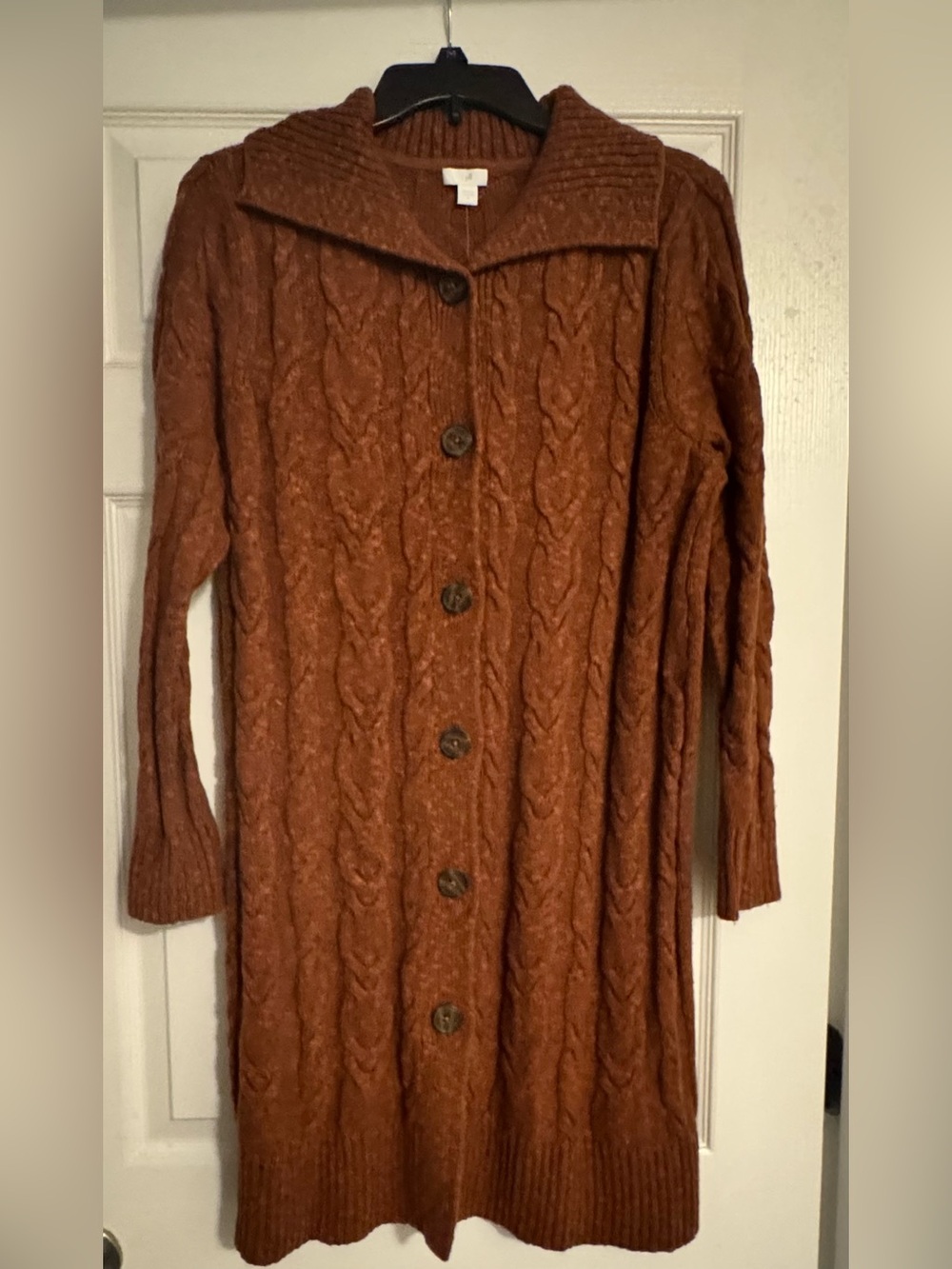 NWT J. Jill Rust Cable-Knit Long Cardigan